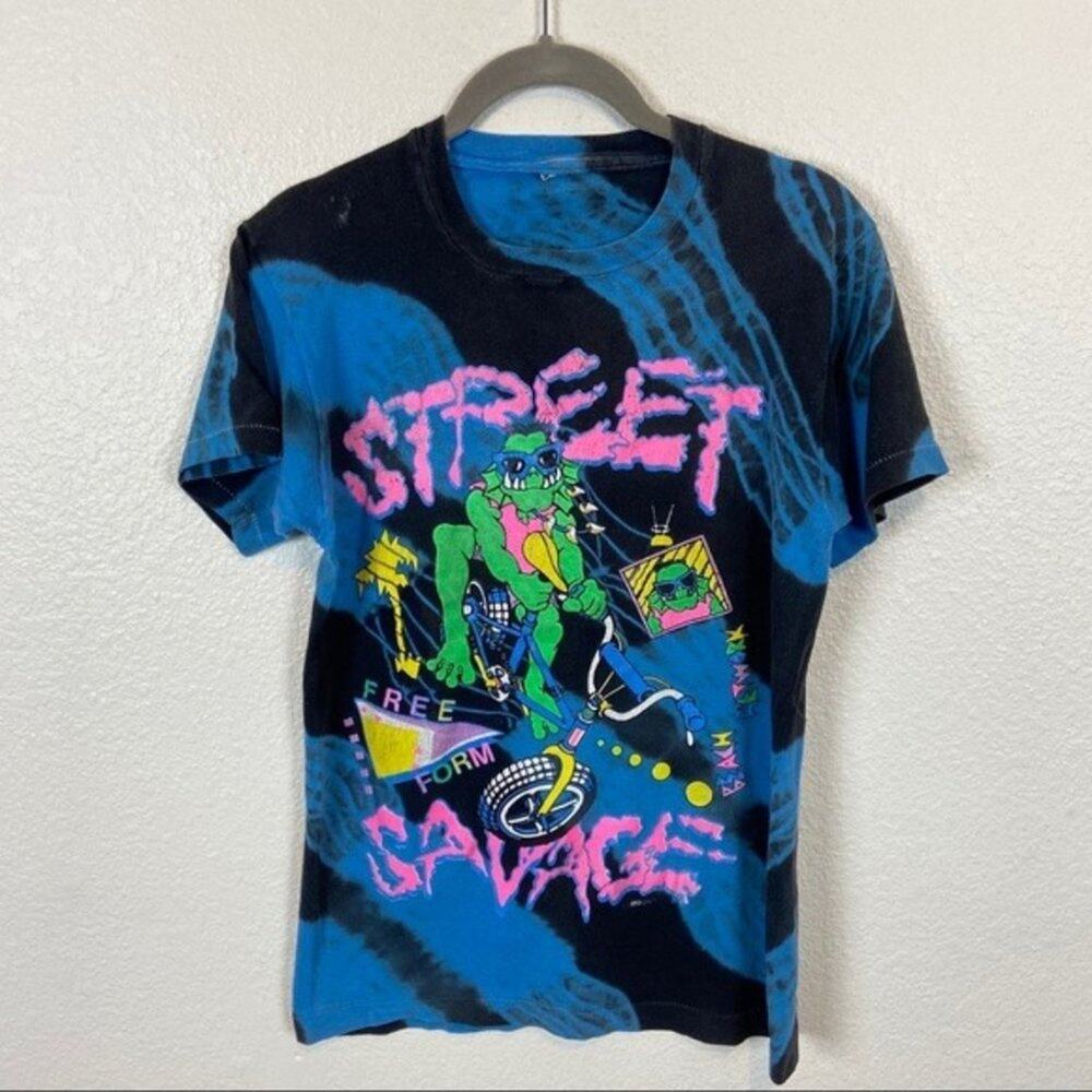 BMX Biker Street Savage Single Stitch T-Shirt S Retro Tie Dye Vintage Funky